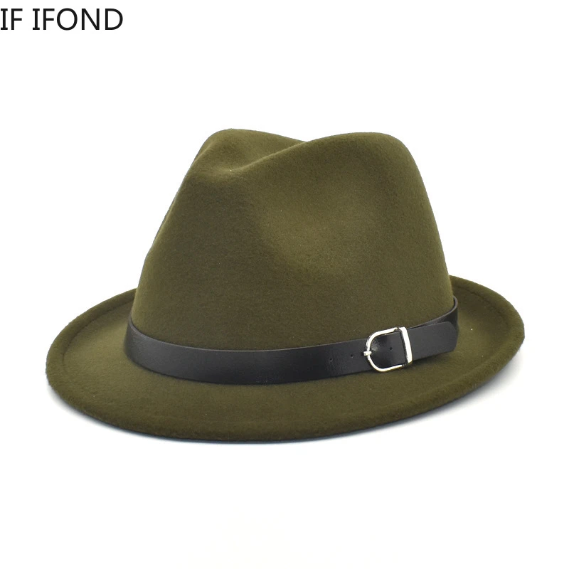 European Classical felt Fedoras Hat for Men Women Cowboy Trilby Cap Homburg Church Jazz Hat with Belt stetson stratoliner