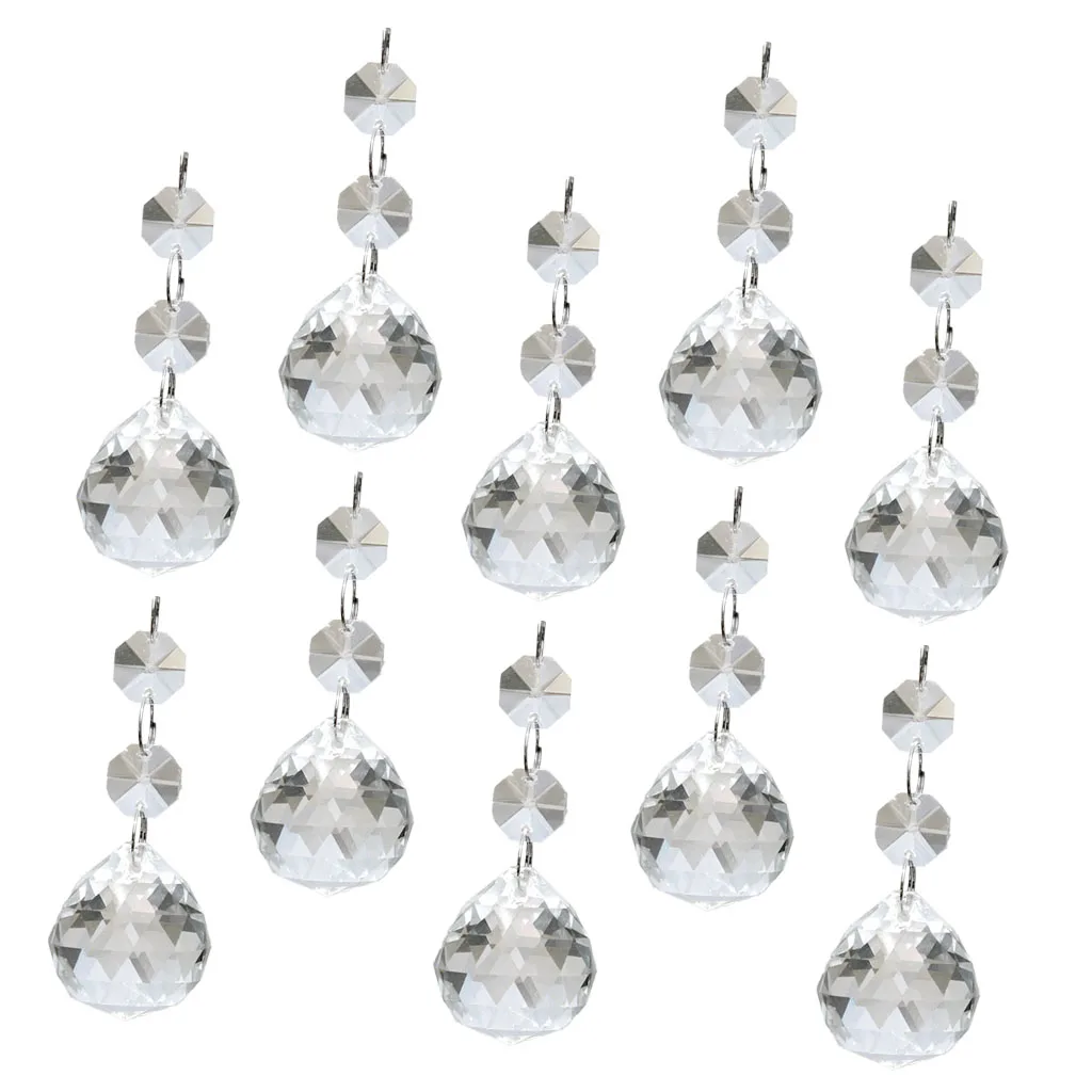 20mm Clear Glass Crystal Ball Prism Feng Shui Lamp Hanging Drop Chandelier Pendants DIY Home Wedding Pary Decor ,Pack of 10