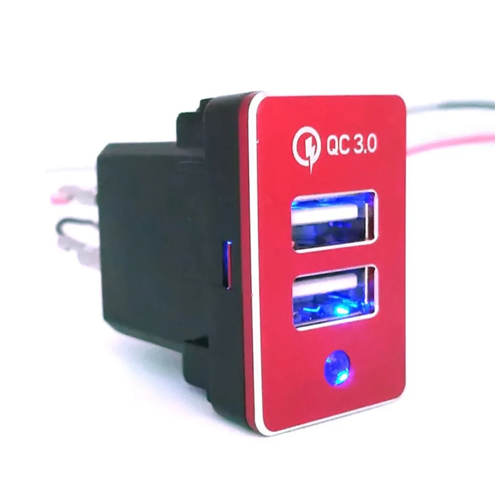 QC3.0, DC12V-24V, двойной USB, светодиодный, автомобильное зарядное устройство для быстрой зарядки, для телефона, iPad, MP3, MP4, адаптер, розетка, зарядное устройство, s