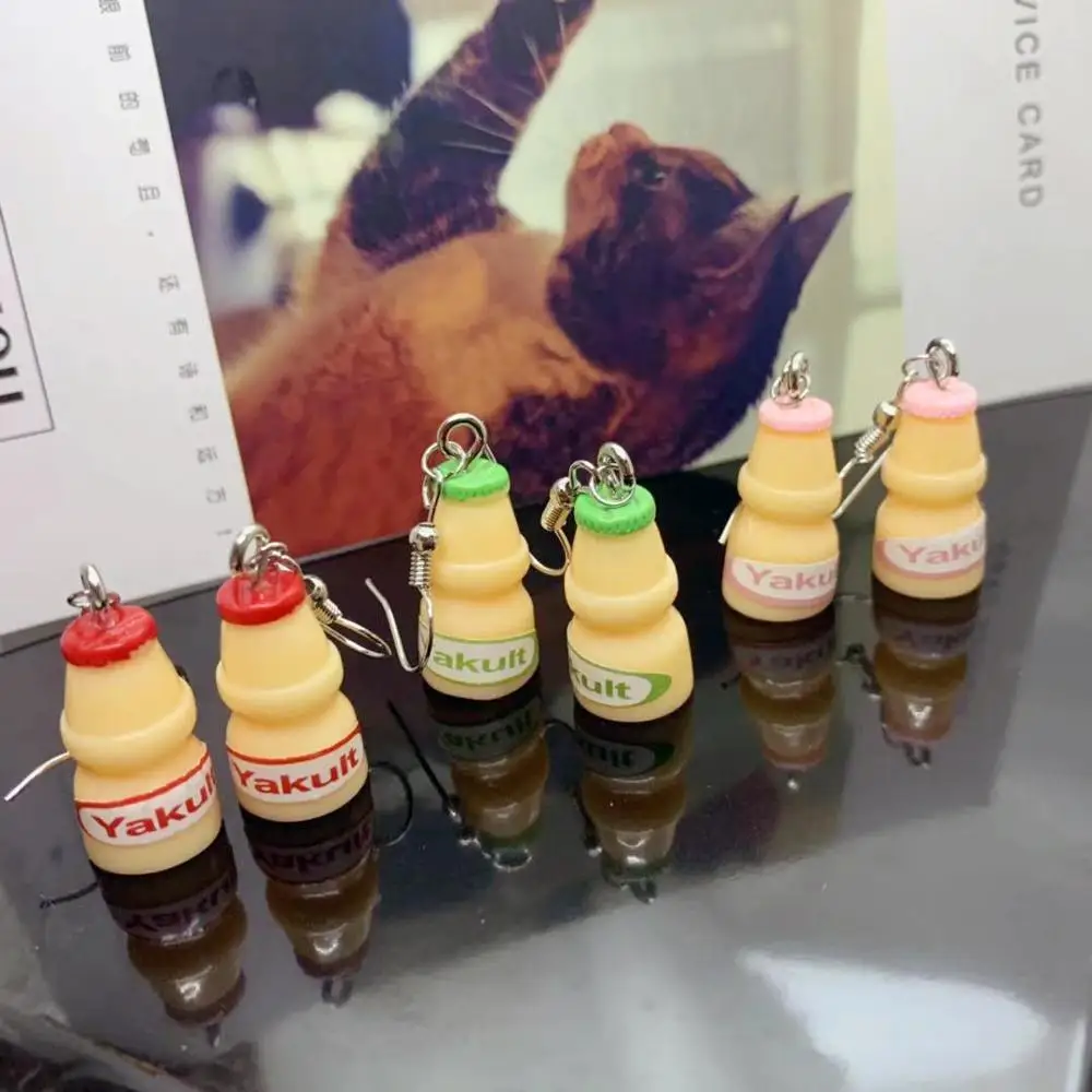 

Cute Mineral Water Bottle Yakult Style Simple Temperament Funny Earrings Resin Personality Women Gifts Drop Dangle Earrings
