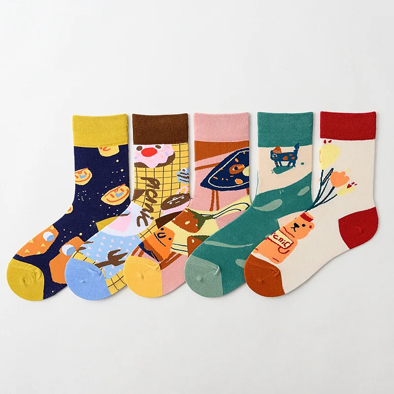 

Personality Cartoon Unisex Cotton Socks Fashion Couple Women Sock Spring And Autumn Men's Breathable Sports Socks
