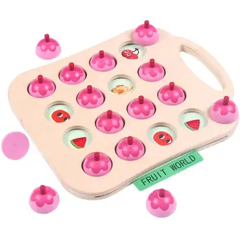 

None Kids Wooden Cartoon Design Memory Training Game Chess Early Learning Toy