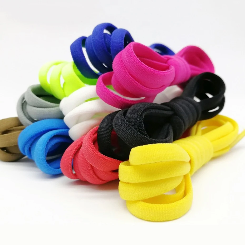 

1 Pair No Tie Shoe Laces Elastic Shoelaces Metal Capsule Button Quick Lazy Shoestring 100cm Kids and Adult Sneakers Shoelace