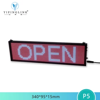 

WiFi control ultra thin P5 full color RGB LED display APP programmable scrolling moving sign open close board for shop stall
