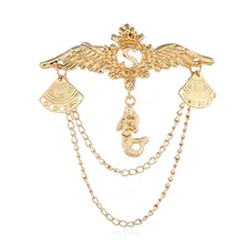 Европа и Америка сплав Мужская брошь Южная Корея shi shang Крыло ангела Русалка брошь с кисточками