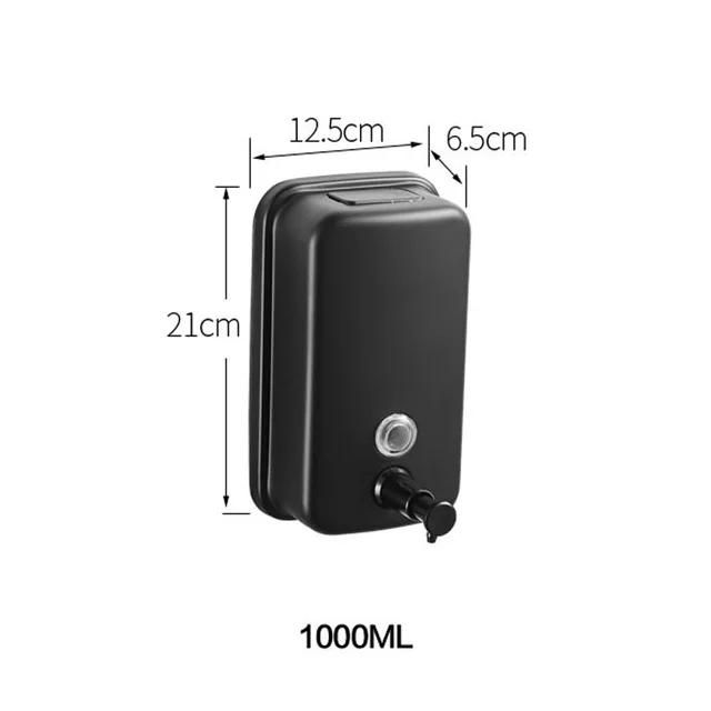 ROVOGO 500/800/1000Ml Black/Mirror Soap Dispenser Wall Mounted, Stainless Steel Bathroom Dispenser for Home Hotel Black-1000