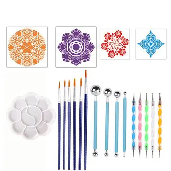 

20Pcs/set Mandala Dotting Tools For Painting Rocks Dot Painting Tools Mandala Kit With Mandala Stencils And Paint Pallet New