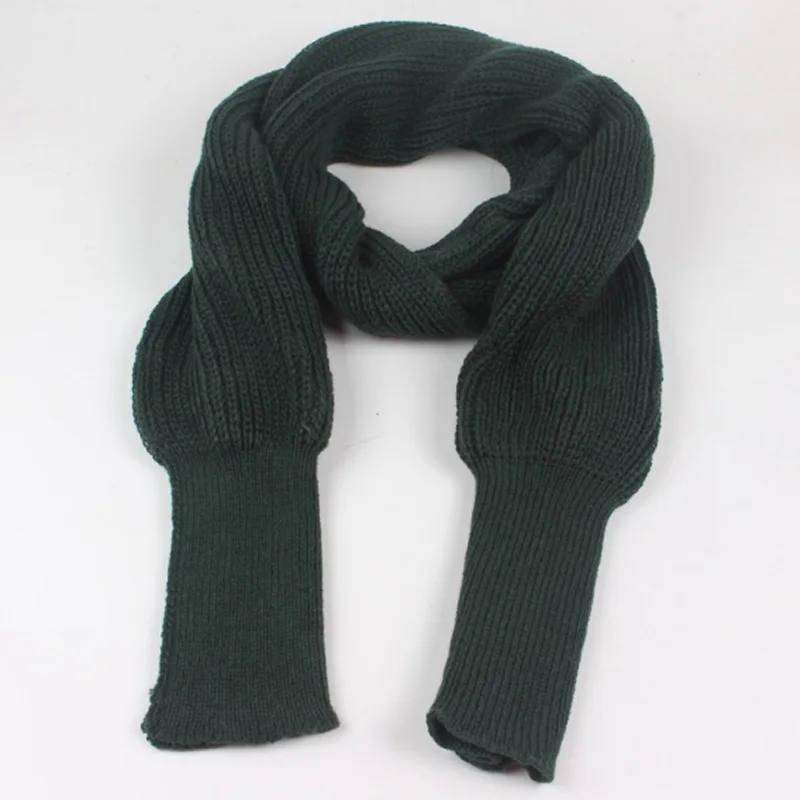 Dark green Шарф 1 шт. Новое поступление вязаный изысканный теплый подарок 10 цветов мягкий с рукавами удобный регулируемый шерстяной эластичный уникальный - Цвет: Dark green