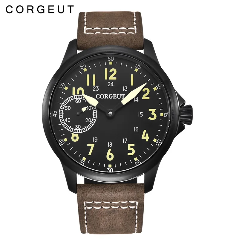 

Pilot Watch Man Military Mechanical Hand Winding Watch Seagull ST 3600 Movement 6497 Fashion Leather Sport Luminous B2
