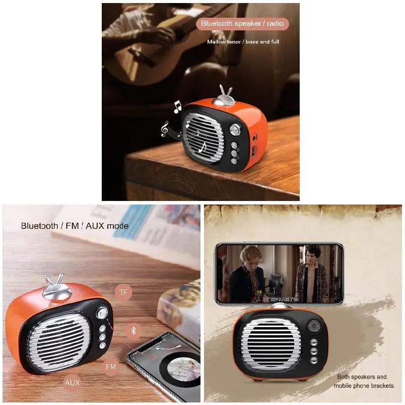 Винтажный Ретро Bluetooth динамик fm-радио старомодный классический стиль поддержка AUX TF карта DU55