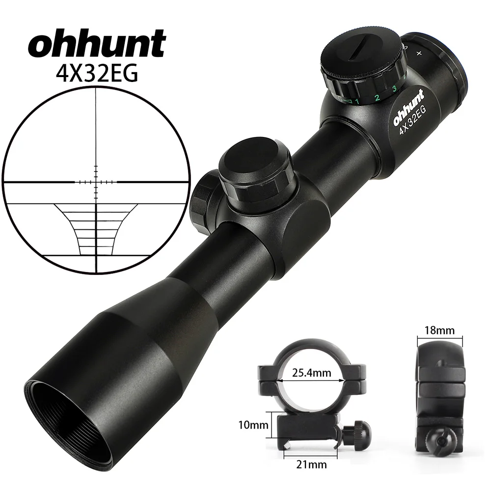 Ohhunt 4X32 3-9X40 4-16X40 6-24X50 винтовка Сфера провода охотничий прицел 1 дюймов оптический прицел тактический прицелы для стрельбы - Цвет: with Picatinny Ring