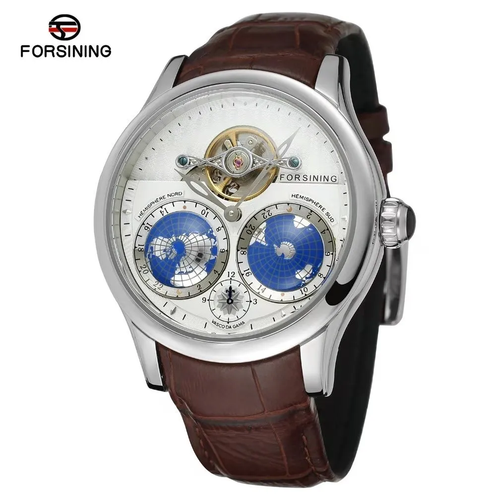 

FORSINING Men's Luxury Fashion Leisure Flywheel Hollow-out Waterproof True Leather Automatic Mechanical Meter Relogio Masculino