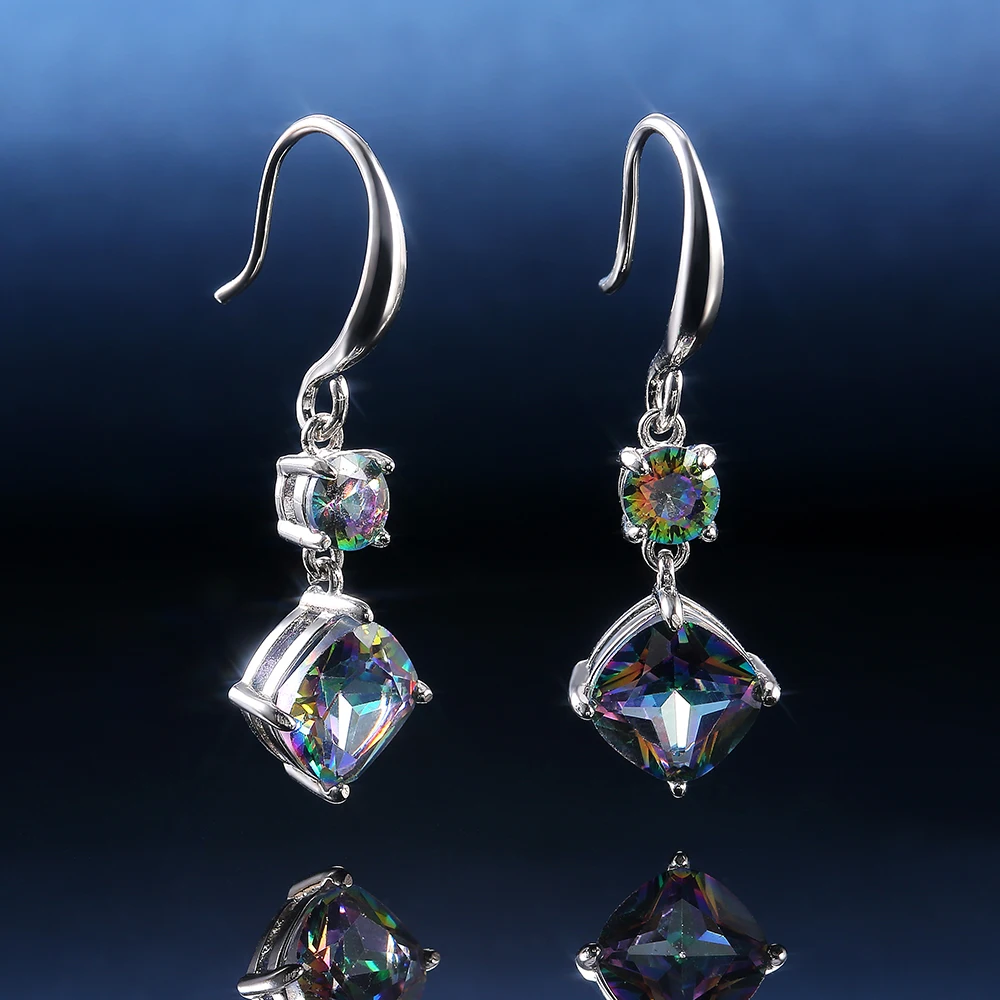 Huitan Multicolor Cubic Zirconia Women Drop Earrings Graceful Accessories for Evening Party Female Christmas Gift Luxury Jewelry