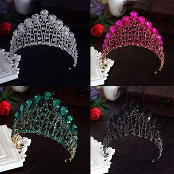 

Wholesale Brand Bridal Crown Headwear Wedding Princess Tiara Headband Prom Party Hair Accessories Baroque Artificial Crystal