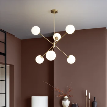 

Nordic Glass Geometric Molecular Chandeliers Lights Bedroom Living Room Luxury Magic Bean Lamp Modern Dining Room Hanging Lights