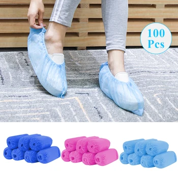 

100pcs Anti-static Shoe Cover Thickened Wear-resistant Non-slip Non-woven Shoe Cover Dust-proof Shoe Cover Disposable Shoe Cover