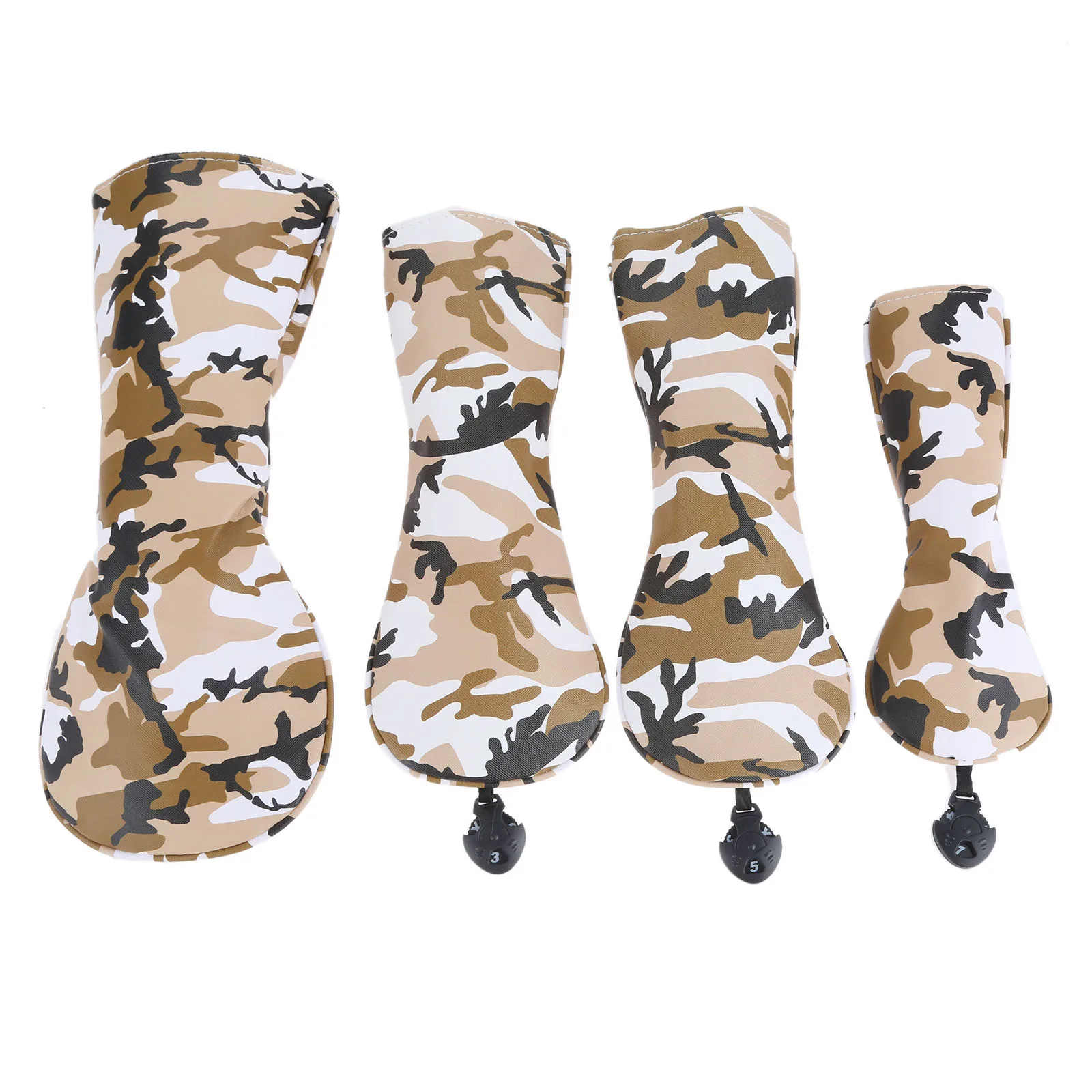 Camo Brown 4 шт. профессиональный водонепроницаемый чехол для головы гольф-клуба из искусственной кожи набор № 1,3, 5, UT Гольф Дерево драйвер клуб головы крышка протектор - Цвет: Camo Brown