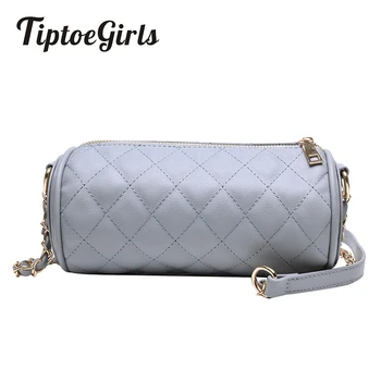 

Tiptoegirls Checkered Embroidery Barrel Bag New Fashion Shoulder Bag Personality Casual 2020 Summer Wild Messenger Bag Women Bag