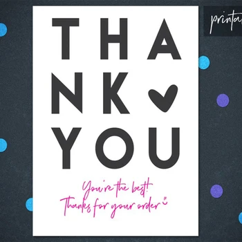 

Personalize Pink Glitter Thank You Card, Business Thank You, Packaging Insert Card, Modern Insert Card