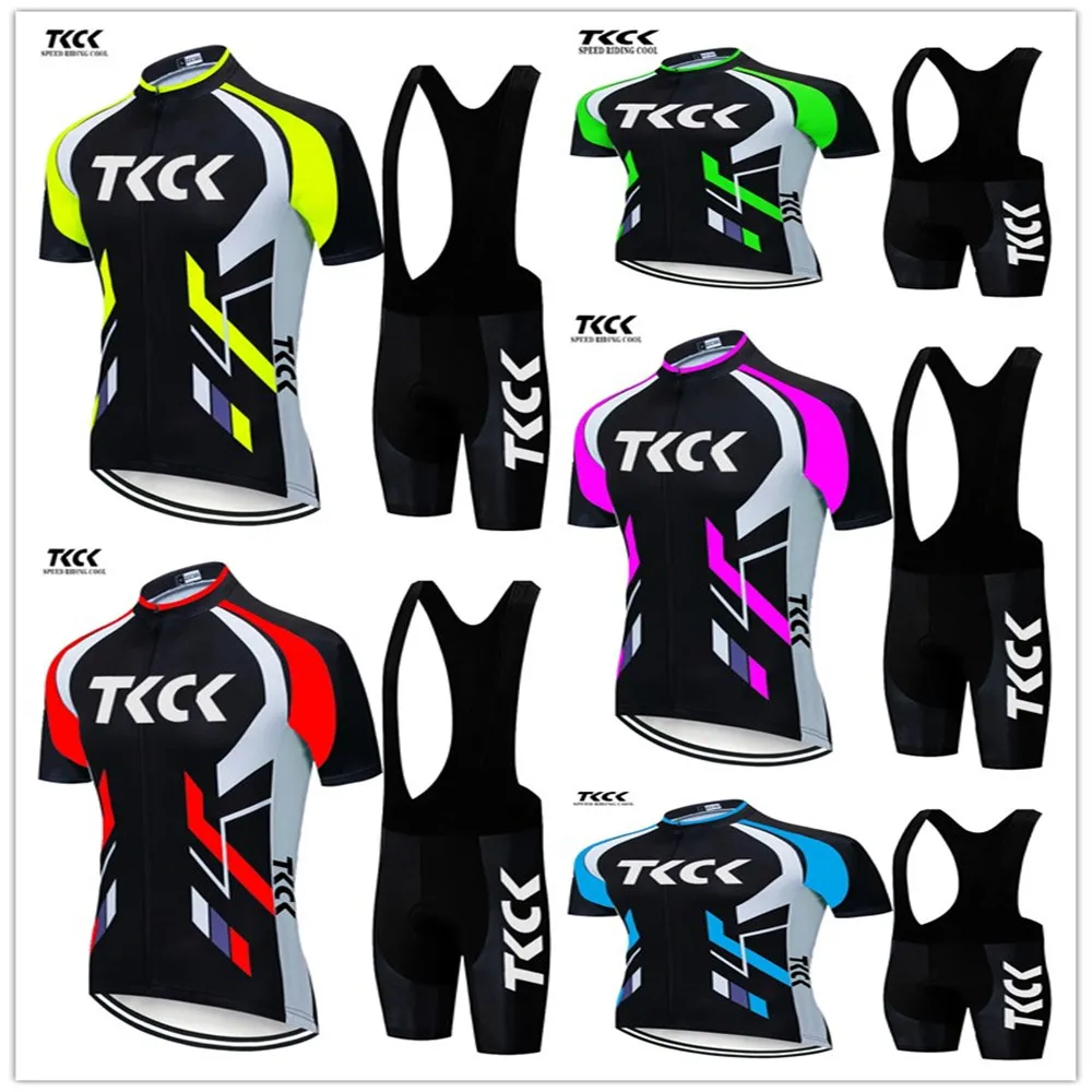 TKCK Pro Team Cycling Jersey Set Mens Shorts Bib Summer 2021 Mountain Bike Bicycle Suit Anti-UV Racing Uniform Clothing | Спорт и