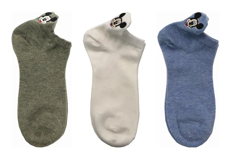 Повседневные женские носки, 3 пары корейские носки с изображением животных, утка, мышь, медведь милые невидимые силиконовые носки-башмачки подарки для девочек - Цвет: MOUSE 3