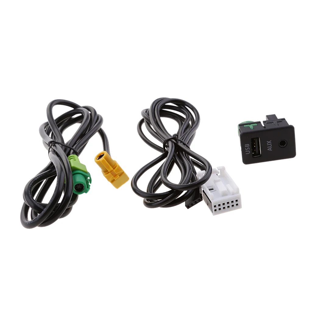 Car 2 in 1 USB AUX-In Input Adapter Cable Radio Player Interface for VW CC