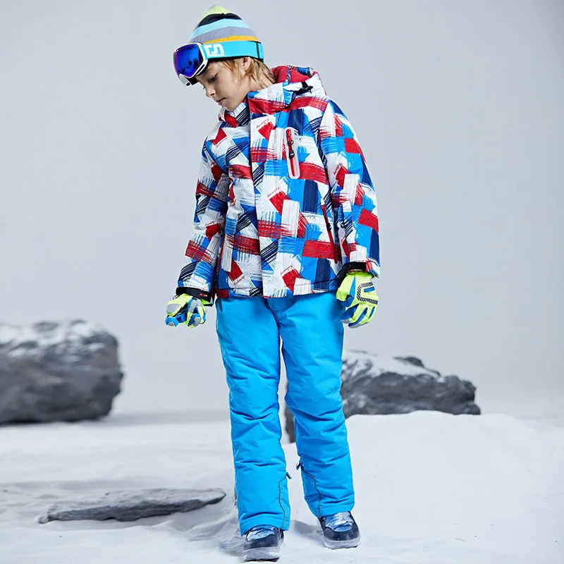 Kids Ski Suit Windproof Waterproof Warm Jacket&Pants Girls Boys Snow Set Winter Outdoor Wear Skiing Snowboarding Jacket Children - Color: color 6