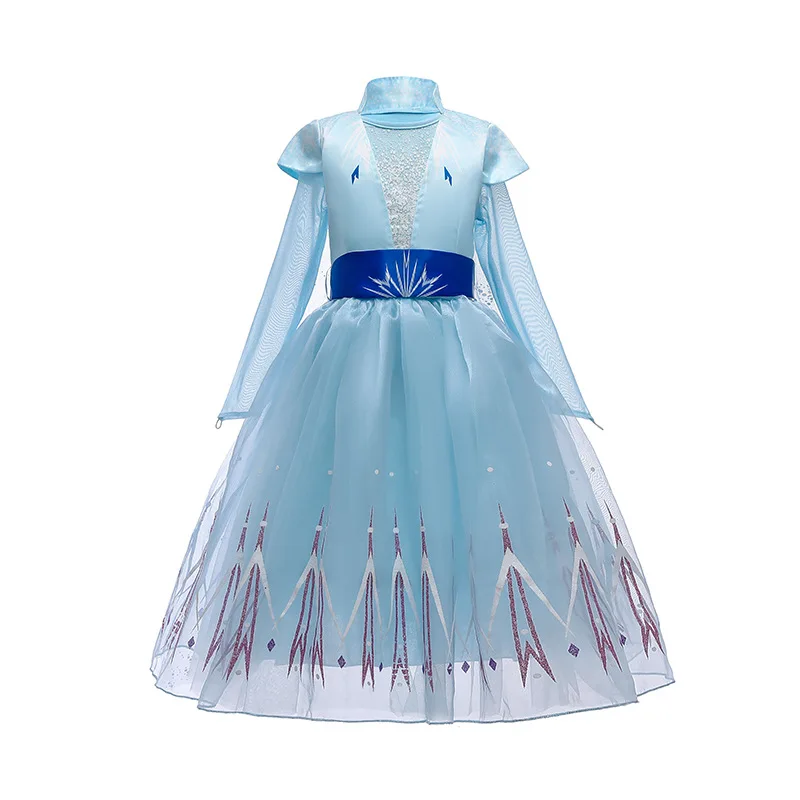 Elsa Dress2 Girls Princess Dresss With Cape Grown Wands For Girl Costume Carnival Fancy Party Dress Kids Dresses Child Clothingi