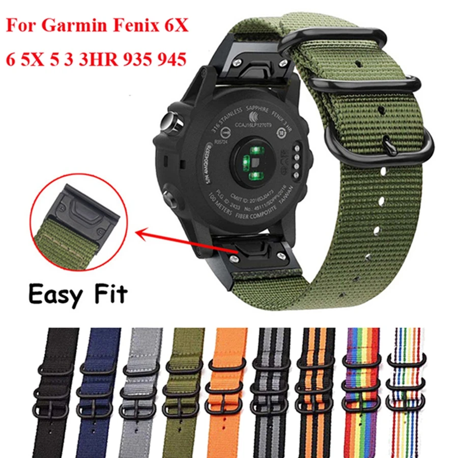 Ремешок нейлоновый для смарт часов Garmin Fenix 6X 6 Pro 22/26 мм|Смарт-аксессуары| |