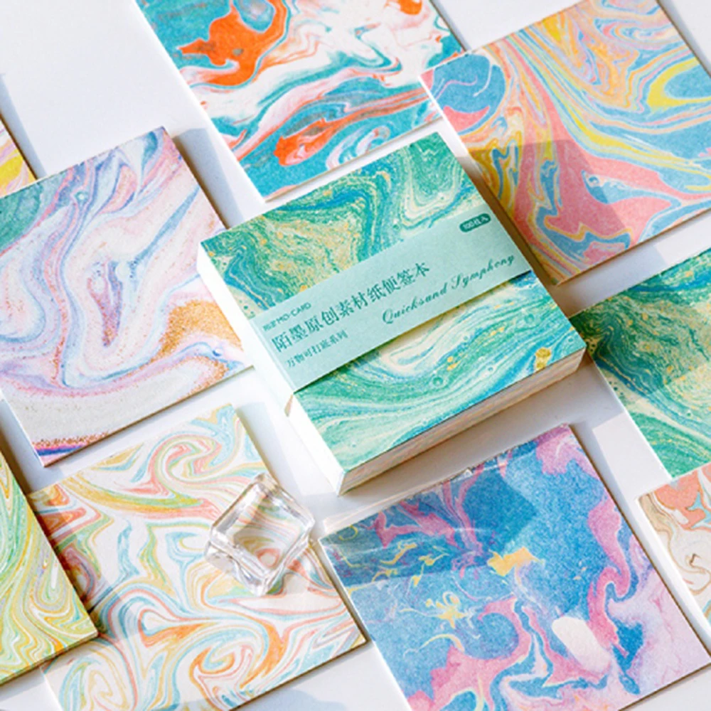 

100 Sheets Creative Marble Art Series Memo Pad Decoration Material Paper DIY Collage Scrapbook Journal School Supplies