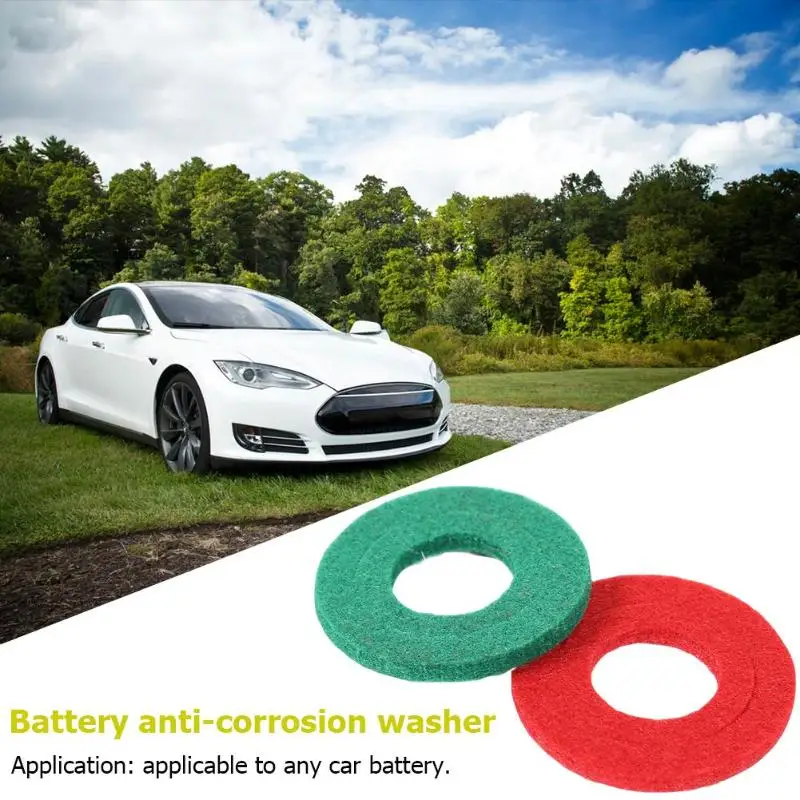 

2pcs Car Battery Pole Anticorrosive Fiber Gasket Terminal Protectors Prevent Battery Column from Being Corroded Universal