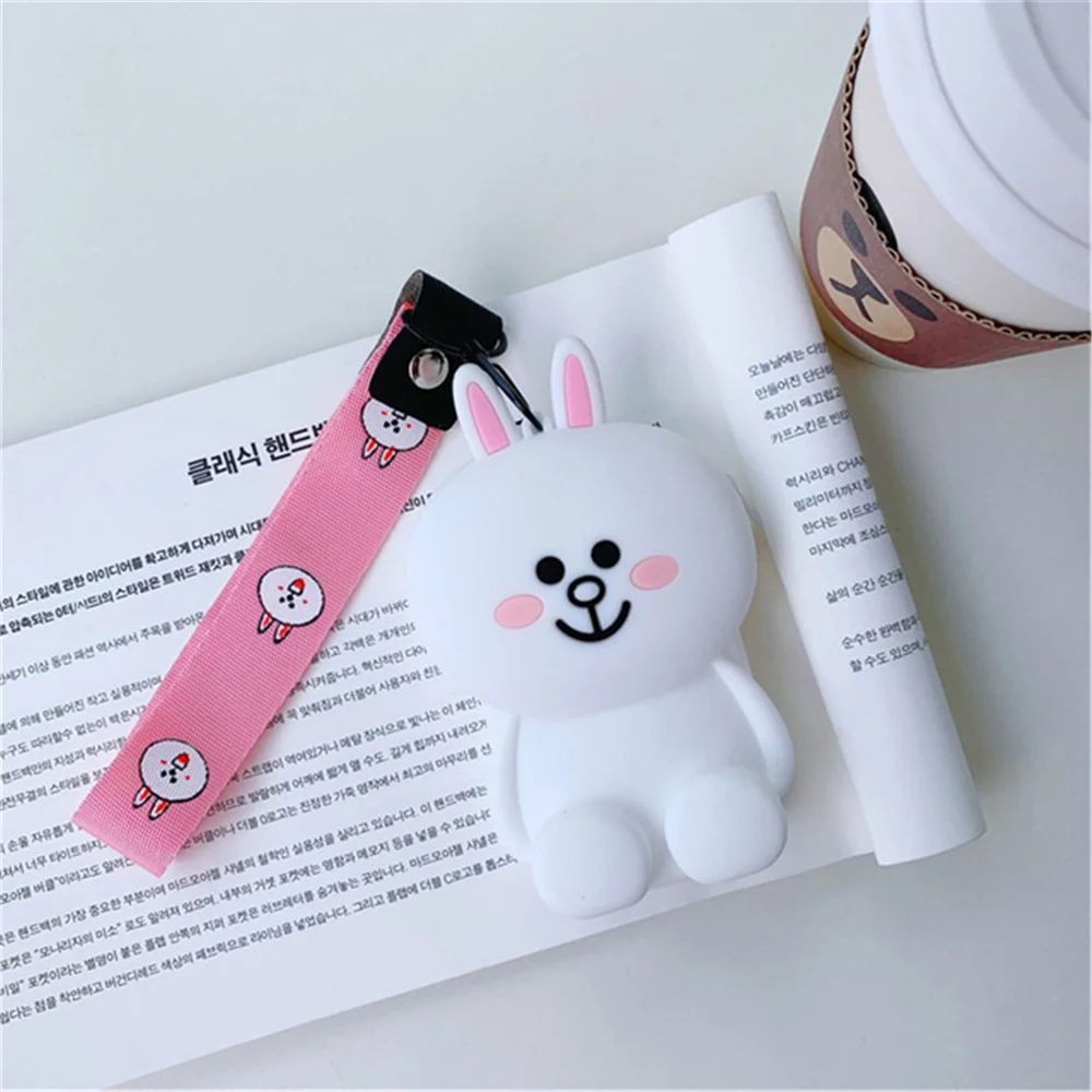 Hot Sale Kawaii Cartoon Children Plush Coin Purses Wallet Kids Women for Gift Round Flat Candy Color Key Bag Headset Bag