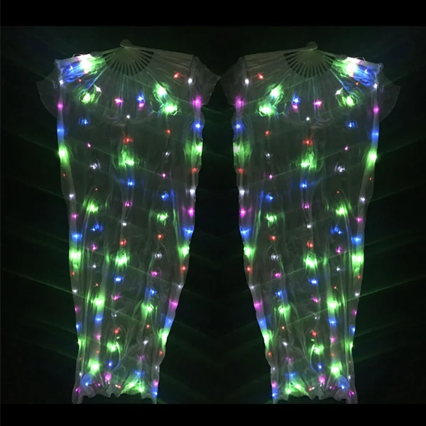 Tribal Belly Dance Led Light Fan Veil Silk Costume Accessories Veils Dance Fans 1 Pair - Цвет: Многоцветный