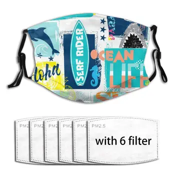 

Summer Surfer Shark Dolphin Adults Mask With Replaceable Filter Dust Mask Face Mask