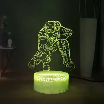 

Novelty Marvel Iron Man 3 3D Optical Lamp RGB Multicolor Superhero USB Remote LED Bedside Night Light Child Room Decor Toy Gift
