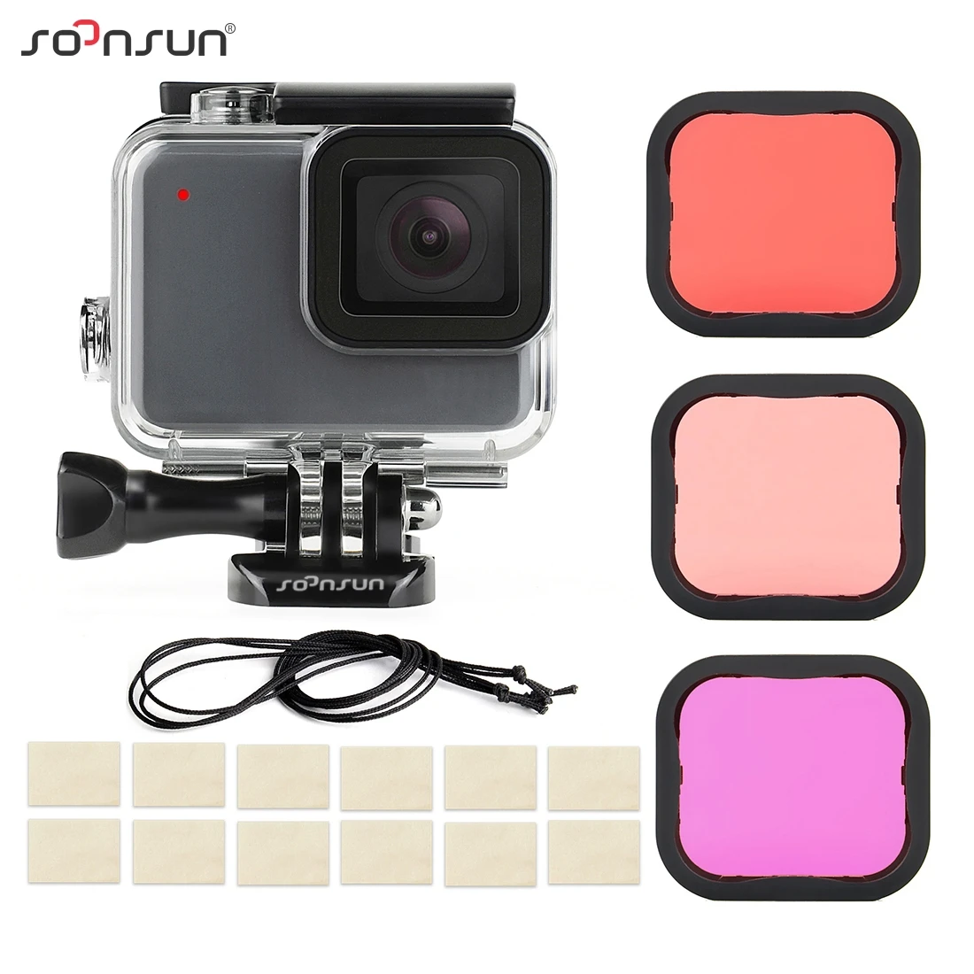 Funda Protectora Impermeable para cámaras GoPro Hero 7 SOONSUN Pack de 3 filtros de Buceo Color Plateado y Blanco