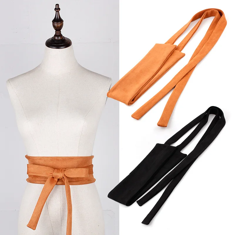 

Women Belts Luxury Brand Soft Woolen Slim Belt Designer Casual Female Knotting Waist Waistband For Long Skirt Evening Dress