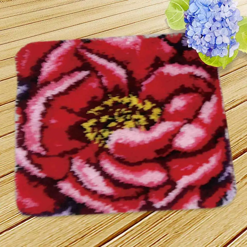 Розовый Almofadas Diy Smyrna Knooppakket Klink Haak Kleed Bloemen рукоделие коврик Подарочная вышивка подушка с пуговицей животные защелка крюк комплект - Цвет: Розовый
