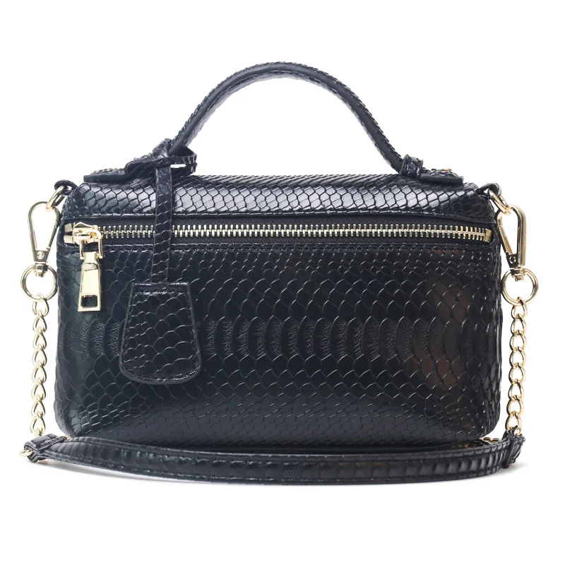 Saudi Arabia женская модная сумка из тисненой кожи питона, сумка на плечо из коровьей кожи, дизайнерская сумочка, сумочка, модная сумка - Цвет: Snake Black