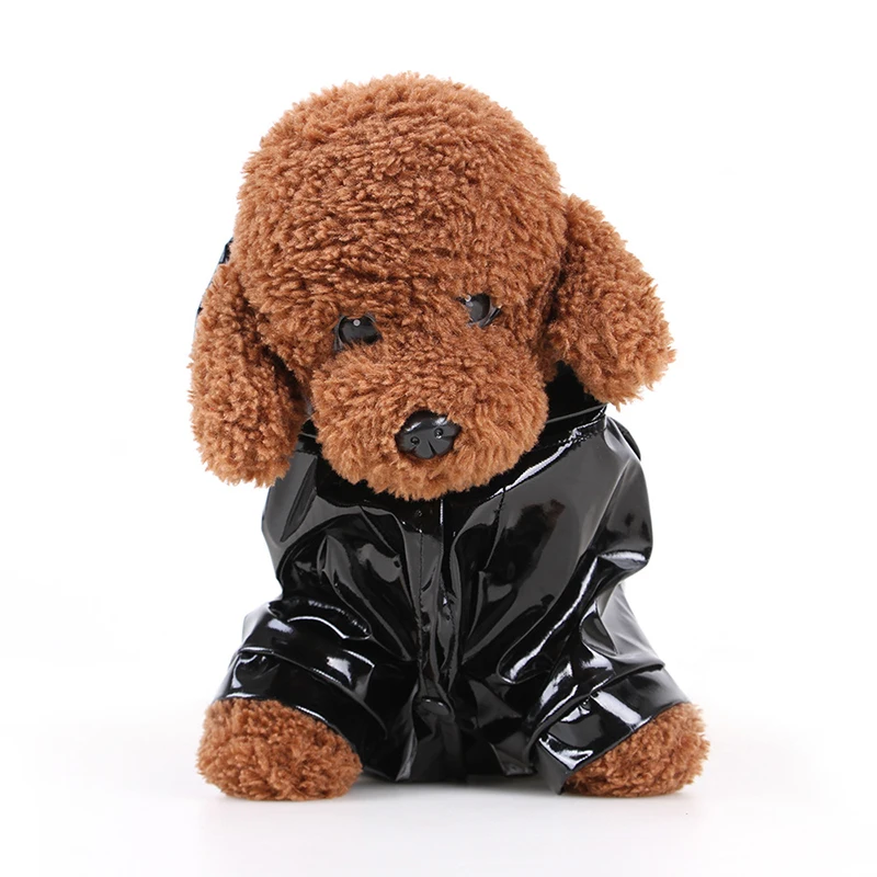 Водонепроницаемая куртка для собак светоотражающий PU щенок дождевик для животных лето с капюшоном Собака дождевик с поводком отверстие Одежда для маленьких собак кошек