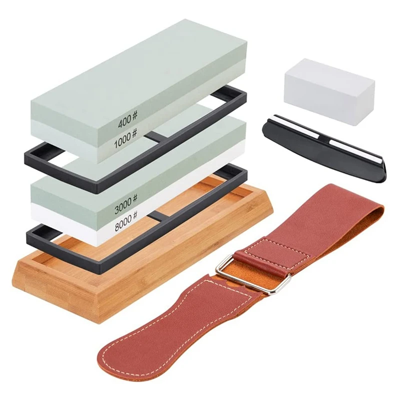 Whetstone Set-Premium Sharpener Stone 2 Side Gravel 400/1000 3000/8000-Whetstone Set | Дом и сад