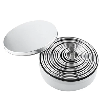 

14Pcs Stainless Steel Round Dumplings Wrappers Molds Set Cutter Maker Tools Bakeware Cookie Tool