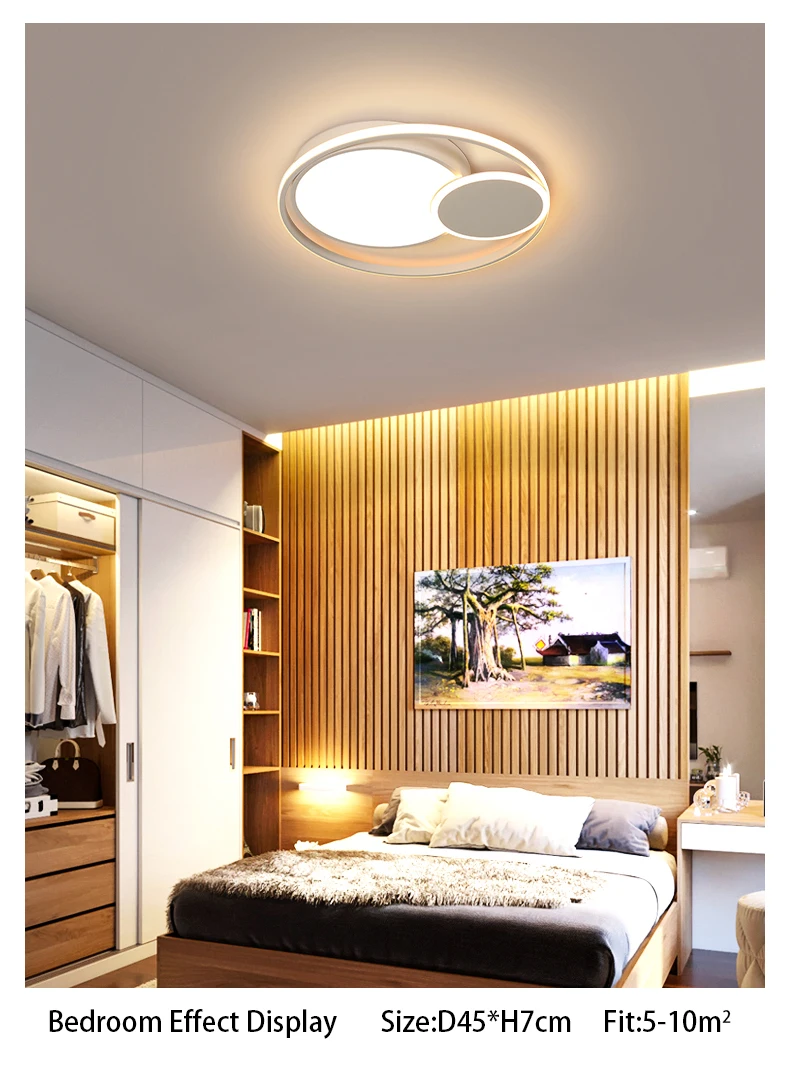 Светодиодный потолочный светильник, круглое внутреннее современное освещение для спальни, гостиной, столовой, кухни, потолочные светильники с заподлицо