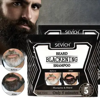 

5pcs 5Mins Blackening Beard Shampoo Dye Beard Into Black 15ML Herb Natural Faster Blackening Beard Coloring Grey Removal