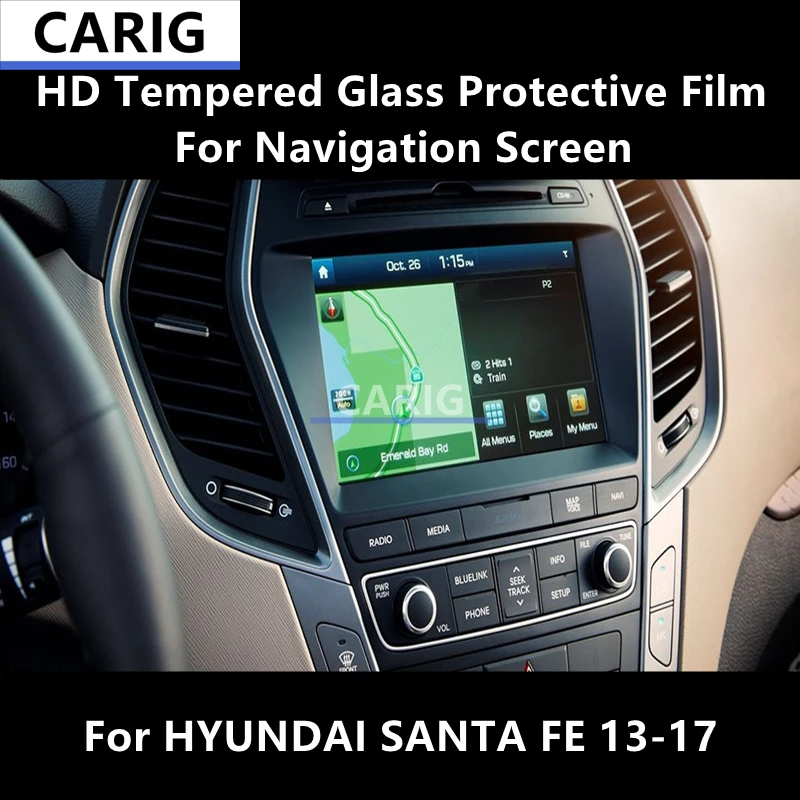 For HYUNDAI SANTA FE 13-17 Navigation Screen HD Tempered Glass Protective Film Anti-scratch Repair Film Accessorie Refit