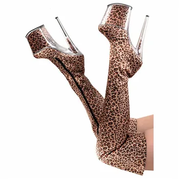 

2019 New Night Sexy Leopard DJ Performance Shoes 15CM/20 Cm Super High Heel Boots