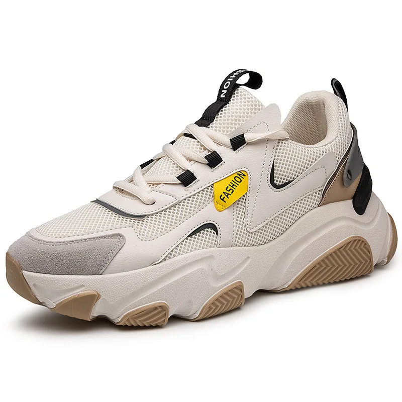 

Men's Board Good Quality Fashion Non-Slip Air Mesh Leisure Flats Man Sneakers Beige Casual Shoes For Outdoor Shoe Stylish Chunky