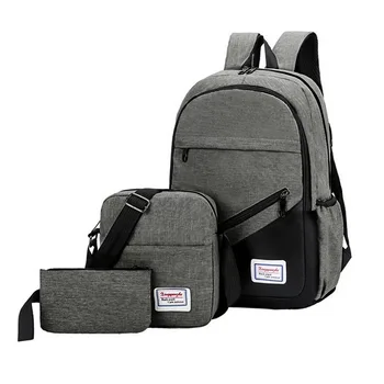 

LITTHING USB Charging Canvas Backpack 3 Pcs/set Women School Backpacks Schoolbag For Teenagers Man Student Book Bag Boys Satchel