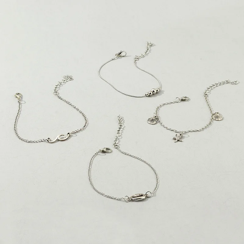 Богемский Браслет на лодыжку Мода ретро натуральный сплав Морская звезда значки на руки женские