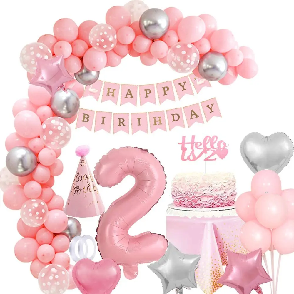 carro hada Perca Decoración de globos de 1, 2 y 3 años para cumpleaños de niñas, decoraciones  para fiestas de primer cumpleaños para niños y niñas, guirnalda de globos  rosa para Baby Shower _ - AliExpress Mobile